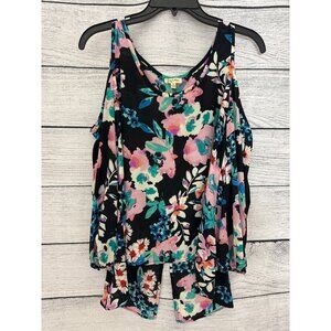 Lily White Cold Shoulder Flower Blouse M